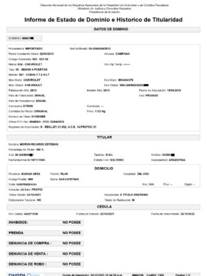 Informe de Dominio Histórico Hoja 1